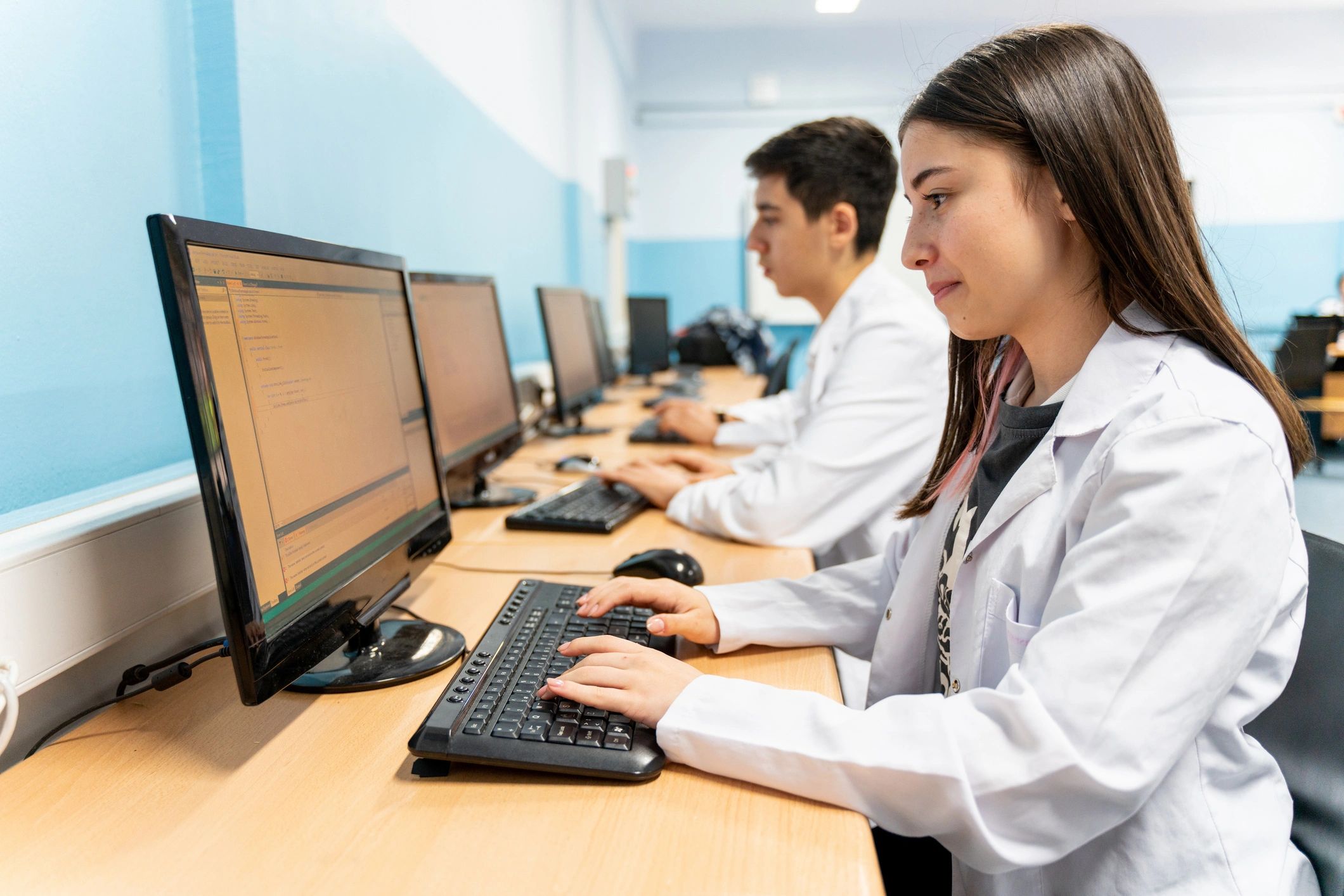 Students participating in a technology-focused learning program